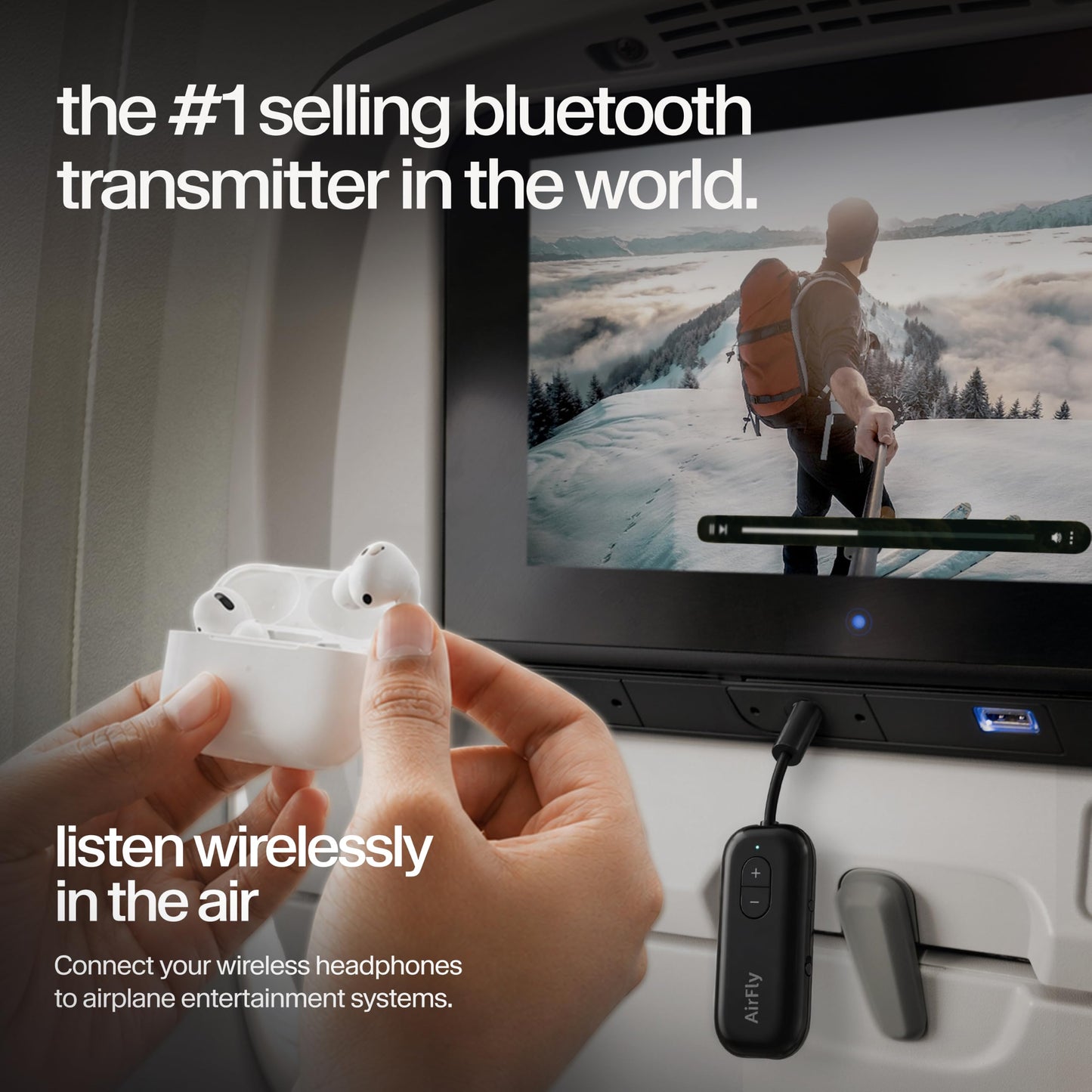 Twelve South AirFly Pro 2, Bluetooth Adapter, Pair 2 AirPods, Black Ice