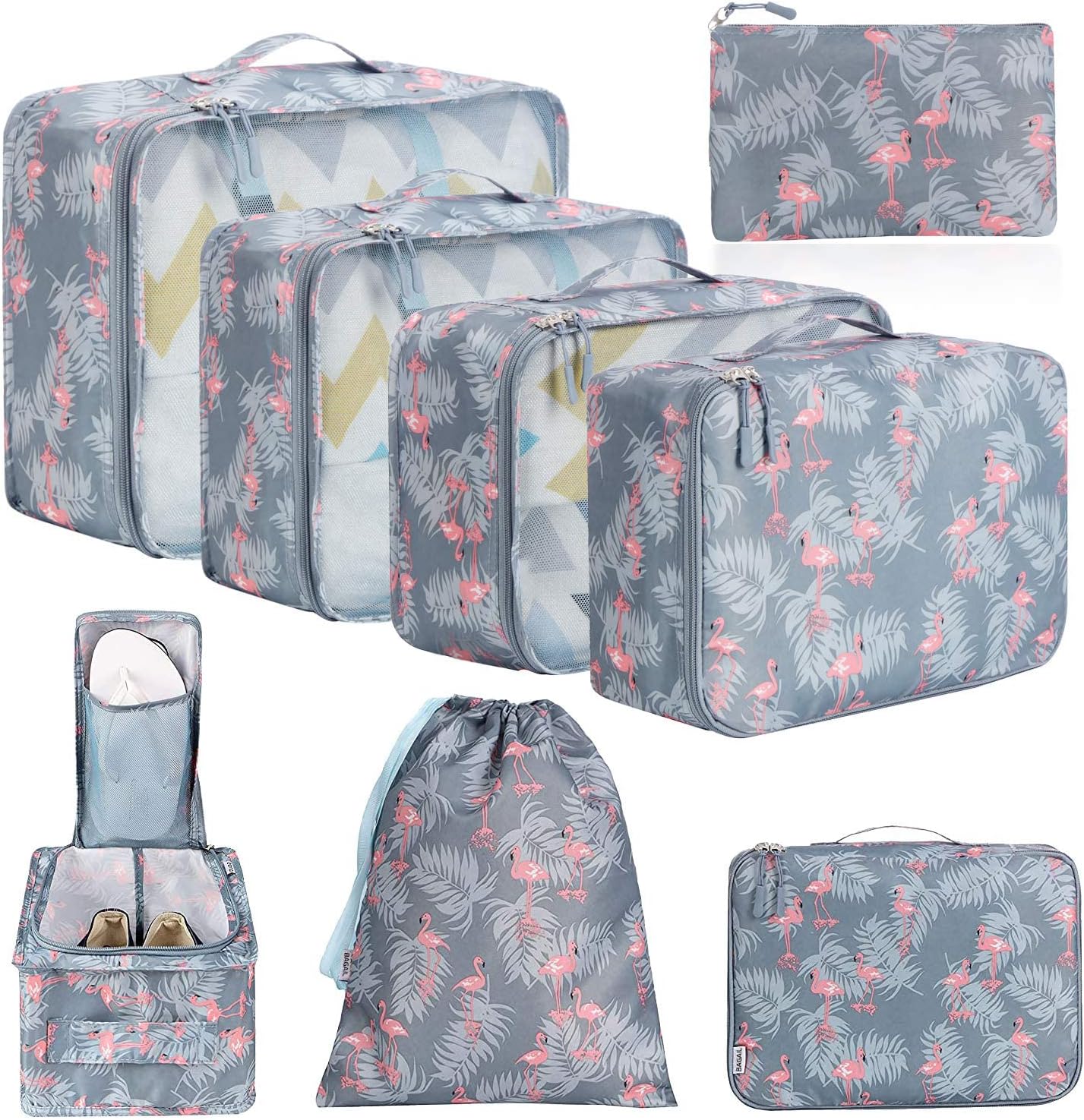 BAGAIL 8 Set Packing Cubes Luggage Packing Organizers for Travel Accessories-Aqua Color