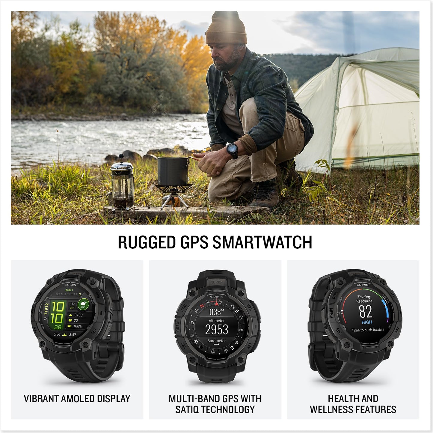 Garmin Instinct® 3 Tactical, Solar, 50mm, Black