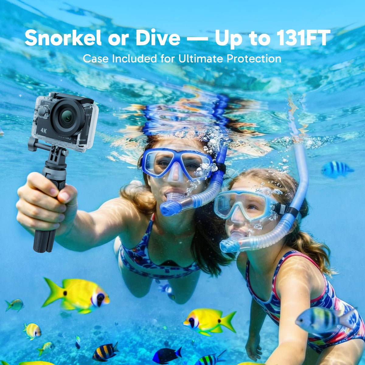 AKASO EK7000 4K30FPS 20MP WiFi Action Camera with EIS Ultra HD 131FT Waterproof Underwater Camera Remote Control 4X Zoom Support External Microphone Blue