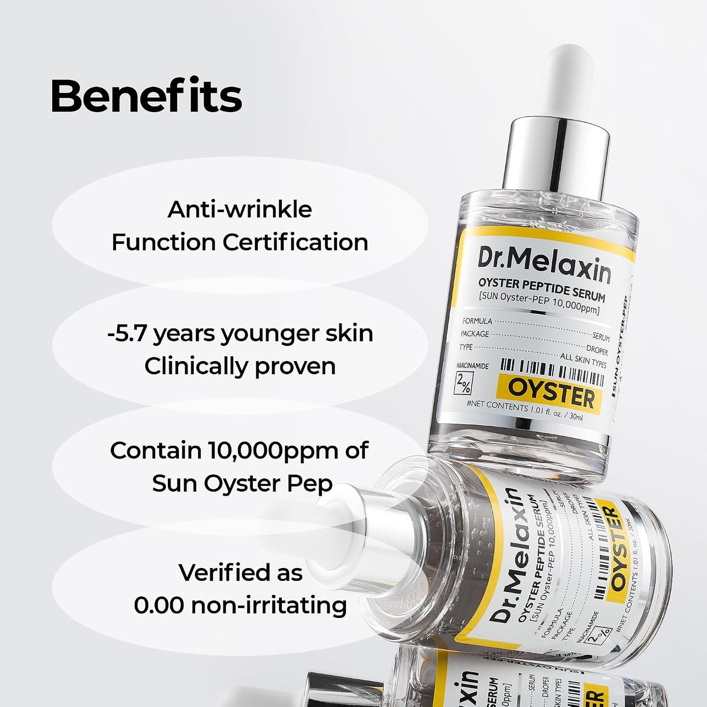 Dr.Melaxin Oyster Pep3 Renewal Ampoule for Plumping, Anti Aging, Hydrating Face | Visibly Smooth and Glowy Skin, Korean Skincare, 1.01 fl oz(30ml)