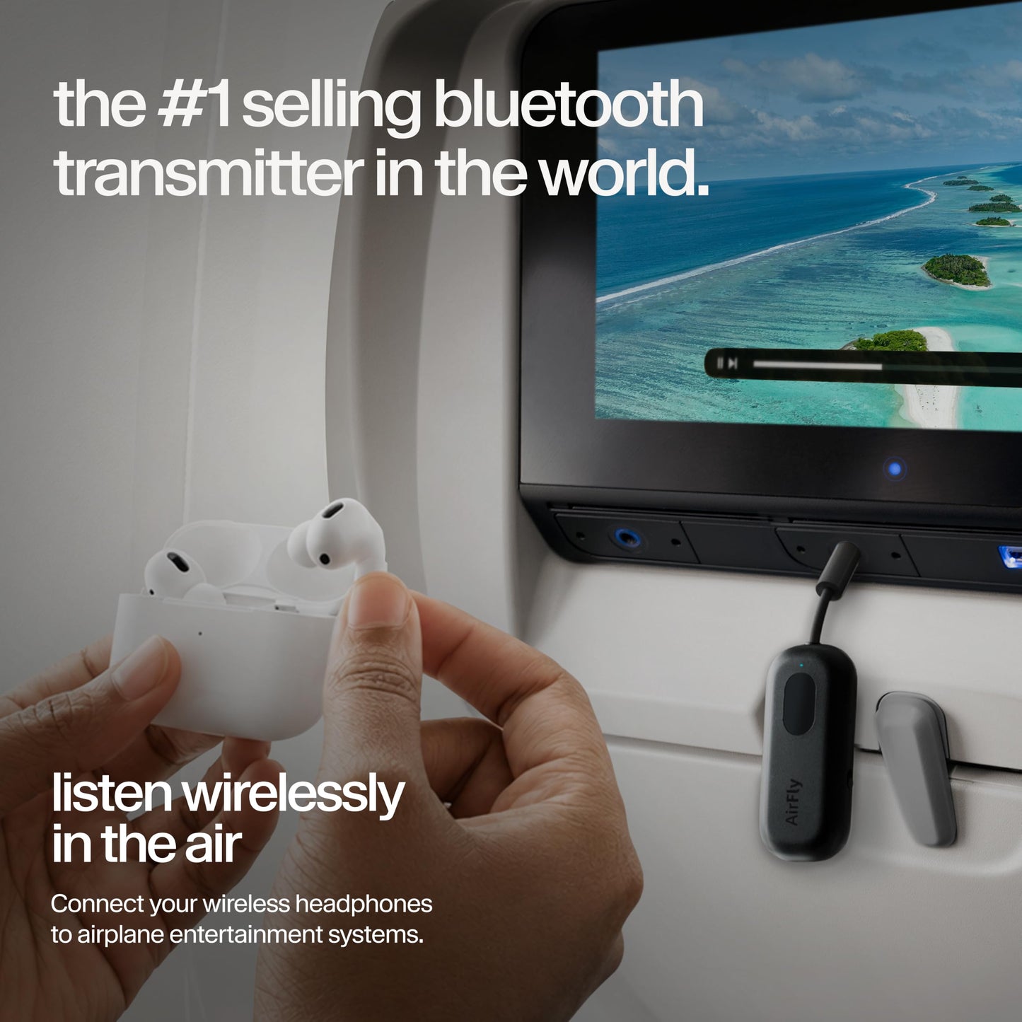 Twelve South AirFly Pro 2, Bluetooth Adapter, Pair 2 AirPods, Black Ice