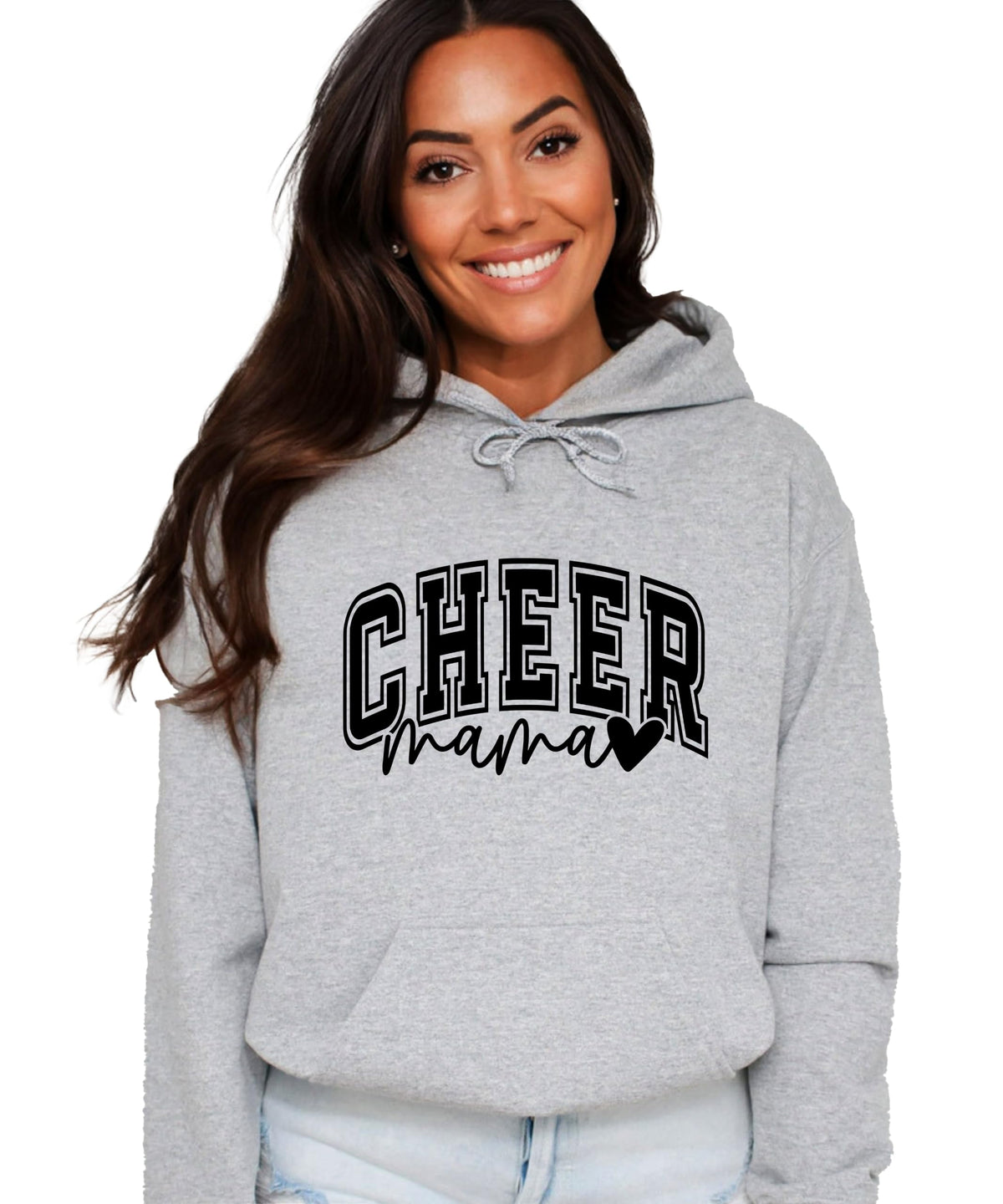 Olive Loves Apple Cheer Mama Hoodie for Women Cheerleading Mom Game Day Pullover Cheer Competition Sweatshirt