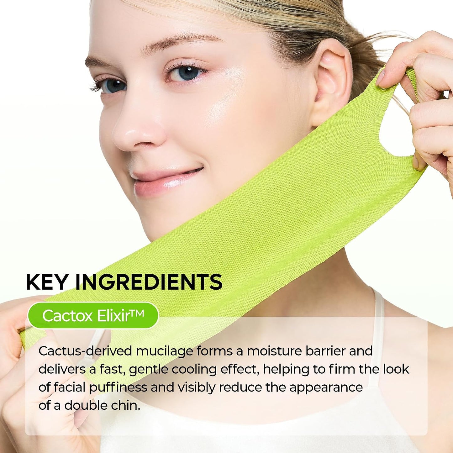 Dr.Melaxin CACTOX V-Lifting Mewing Band – Cactox + Caffeine + Collagen Double Chin Lifting Band for Sagging Jawline & Facial Puffiness | 115.49% Jaw & Chin Lifting Improvement | Korean V-Line Lifting