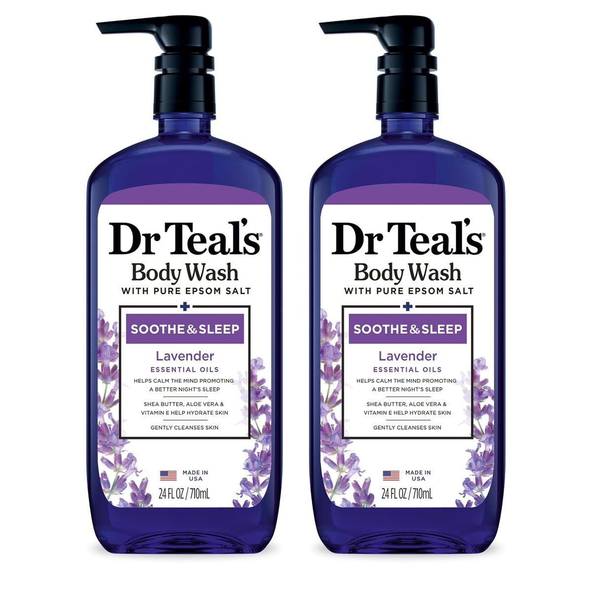 Dr Teal's Body Wash with Pure Epsom Salt, Relax & Relief with Eucalyptus & Spearmint, 24 fl oz (Pack of 2)