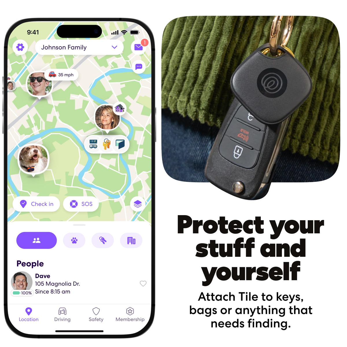 Life360 Tile - Bluetooth Tracker, Keys Finder and Item Locator for Keys, Bags and More. Phone Finder. Both iOS and Android Compatible. 1-Pack (Black)