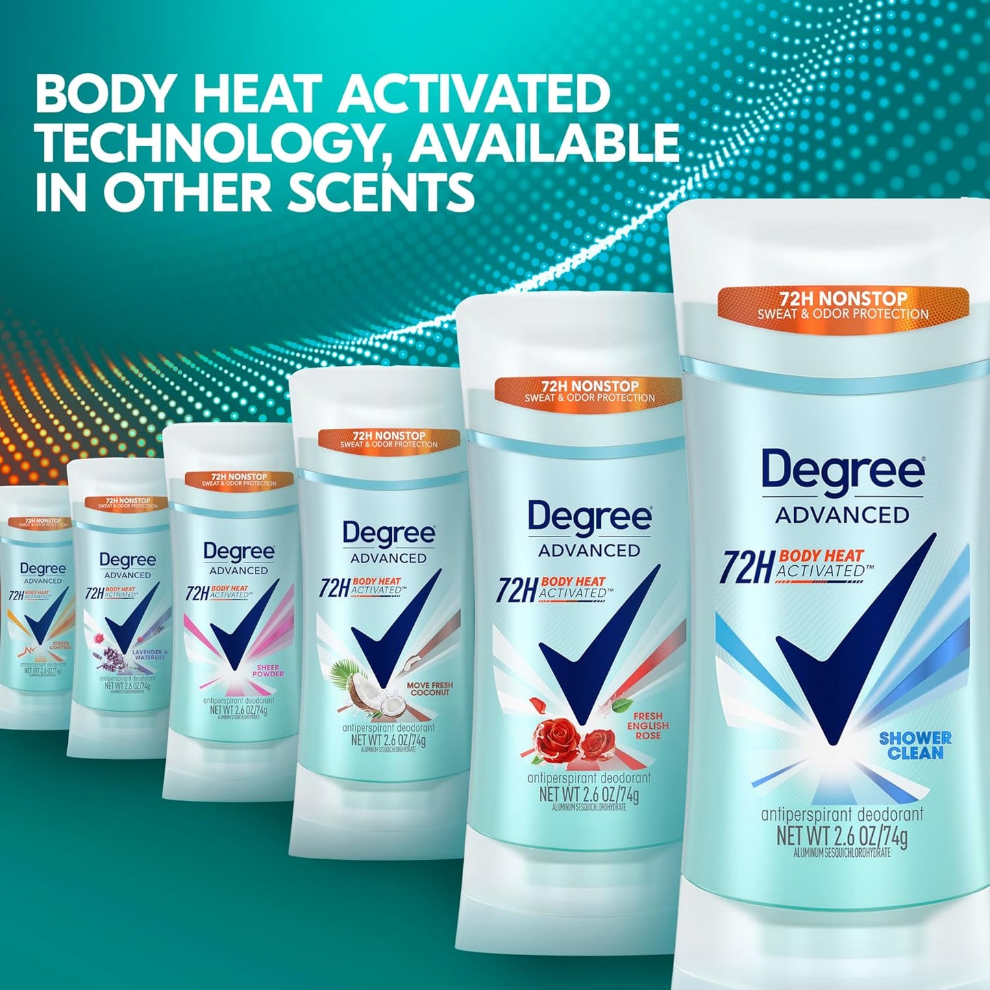 Degree Advanced Protection Antiperspirant Deodorant Shower Clean 72H 2.6 oz