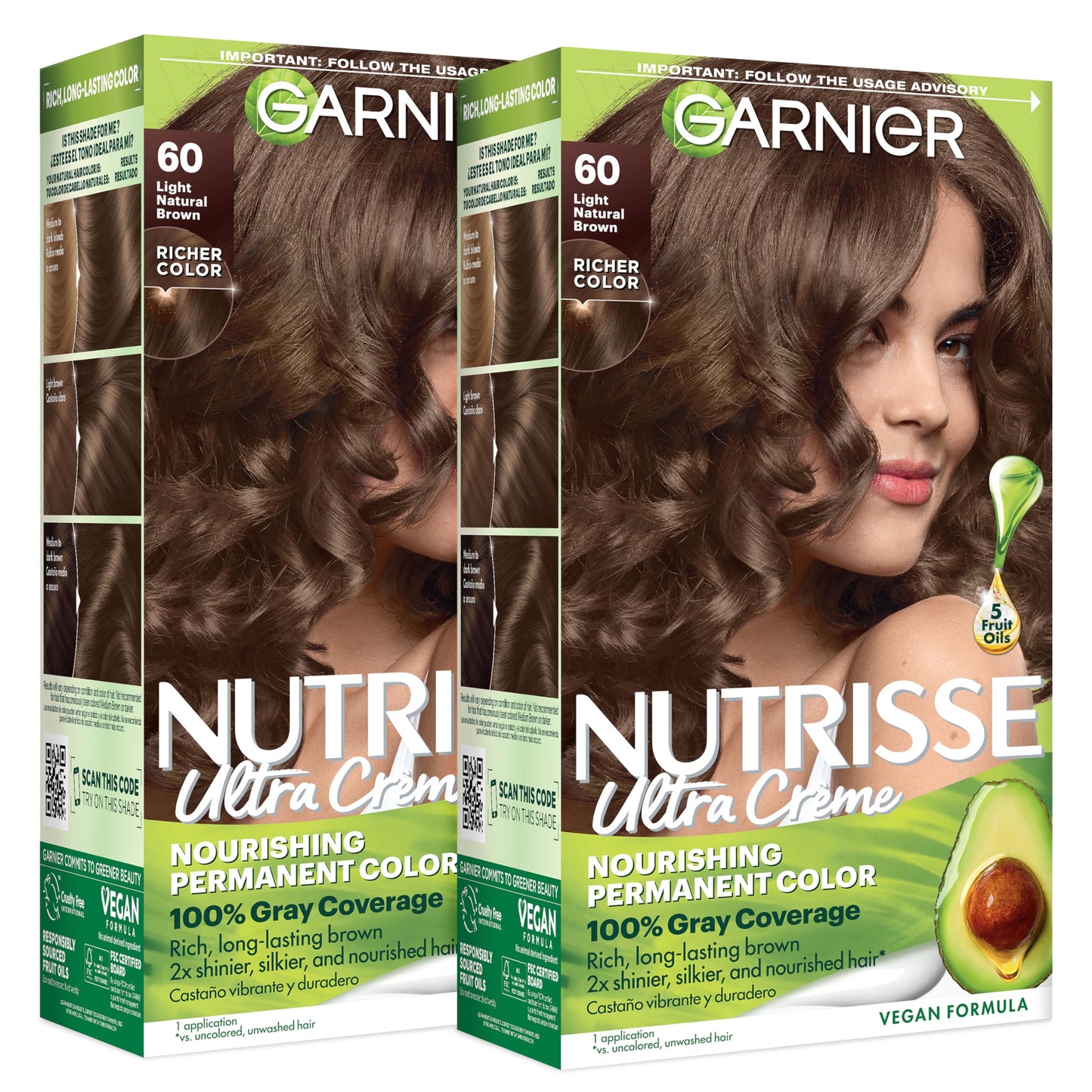 Garnier Nutrisse Ultra Crème Hair Color, Permanent Hair Dye with 100% Gray Coverage, Vegan & Cruelty-Free, 100 Extra-Light Natural Blonde (Chamomile), 2 Count