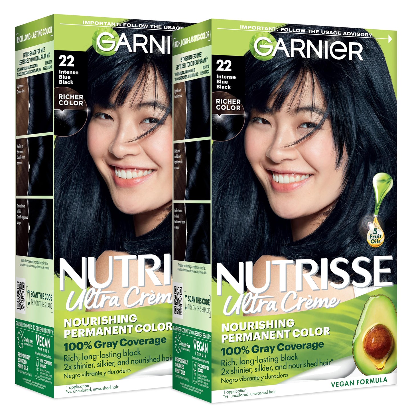 Garnier Nutrisse Ultra Crème Hair Color, Permanent Hair Dye with 100% Gray Coverage, Vegan & Cruelty-Free, 100 Extra-Light Natural Blonde (Chamomile), 2 Count
