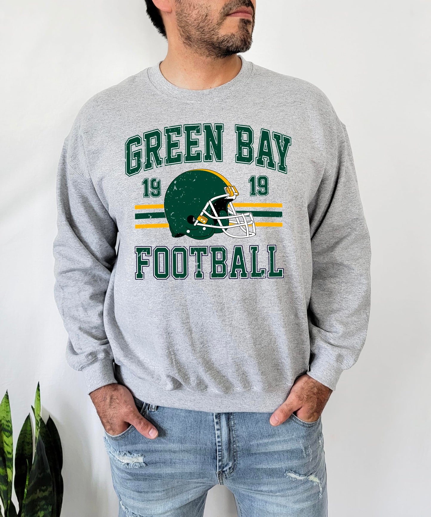 Olive Loves Apple Vintage Green Bay 1919 Football Sweatshirt for Men Women and Kids Distressed Game Day Pullover