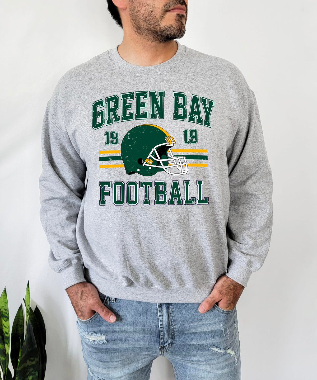 Olive Loves Apple Vintage Green Bay 1919 Football Sweatshirt for Men Women and Kids Distressed Game Day Pullover