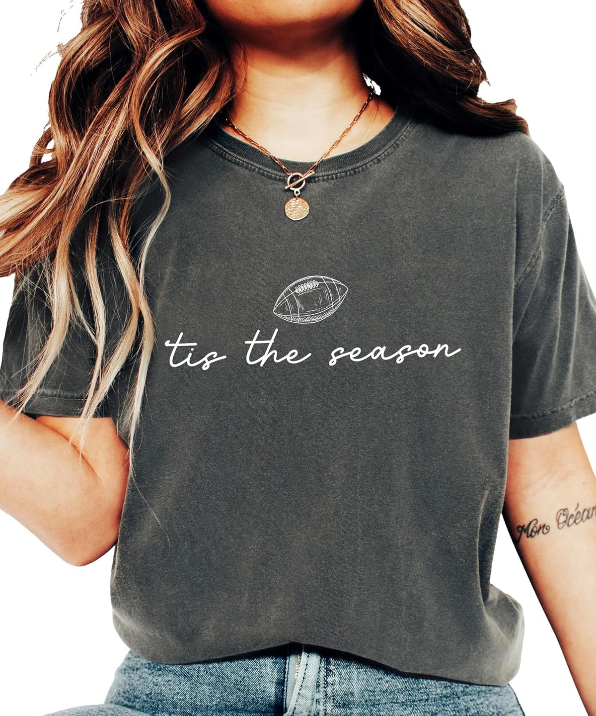 Tis the Season Fall Football Shirt for Women and Teens Trendy Funny Game Day Tee