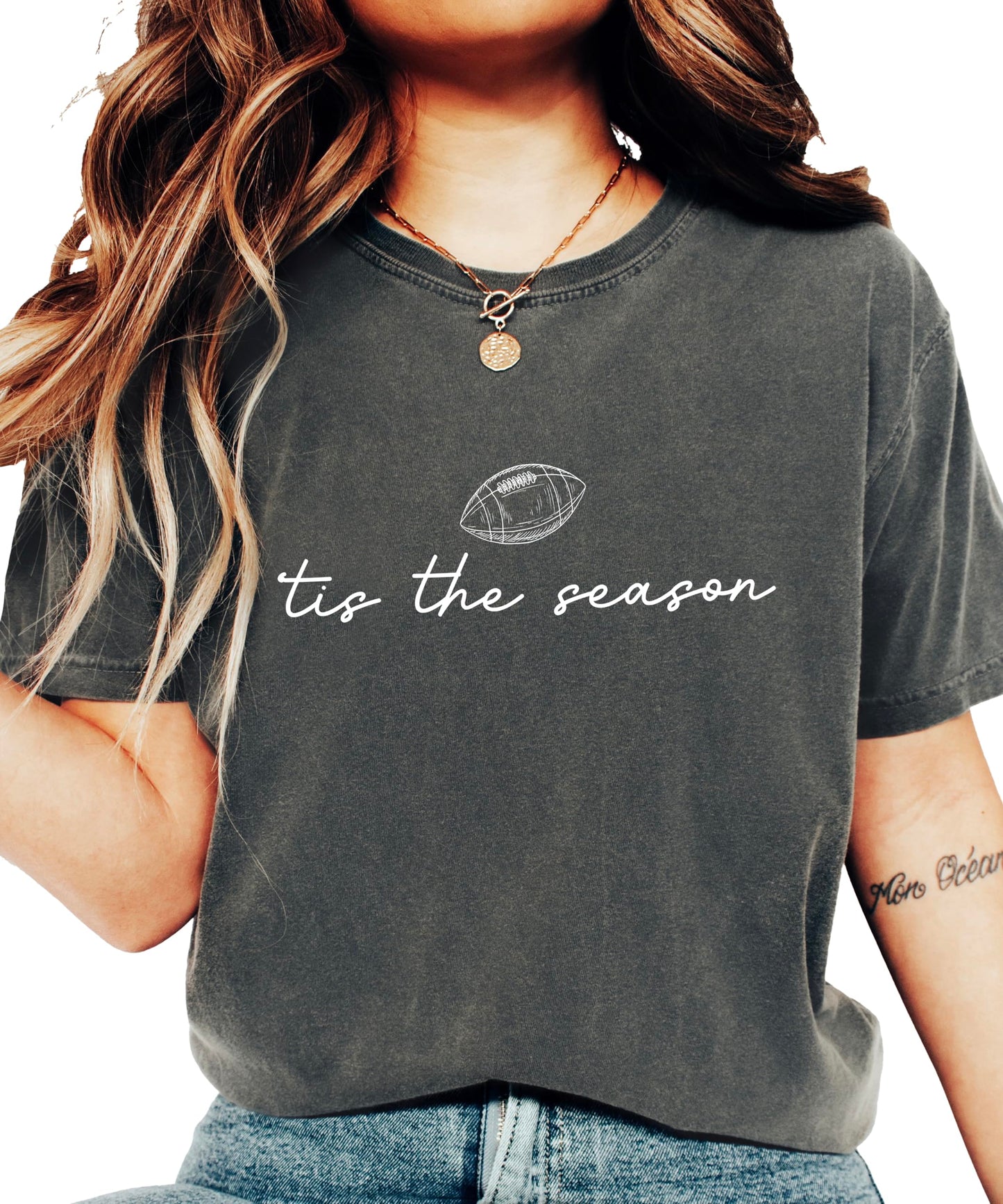Tis the Season Fall Football Shirt for Women and Teens Trendy Funny Game Day Tee