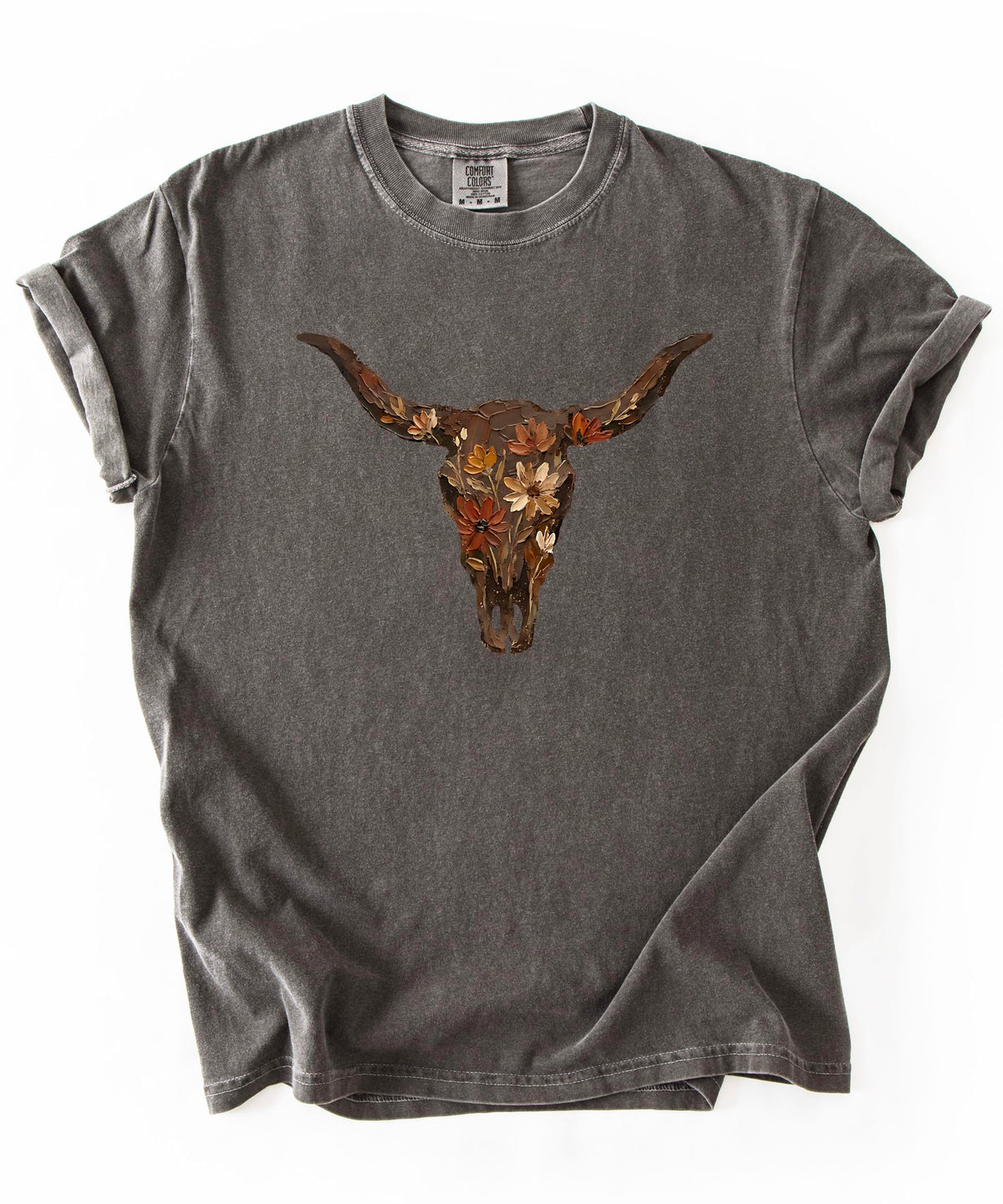 Western Longhorn Skull Graphic T-Shirt for Women - Casual Everyday Western Style Shirt