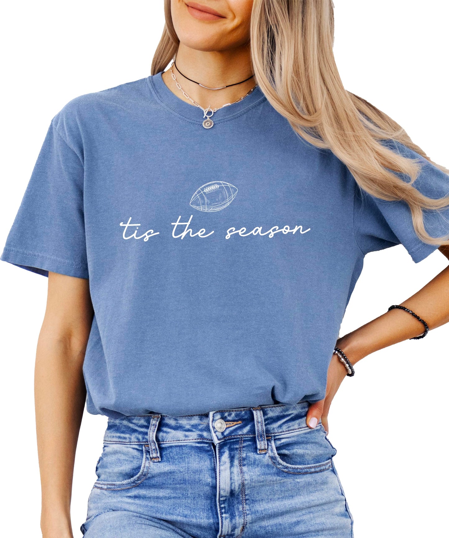 Tis the Season Fall Football Shirt for Women and Teens Trendy Funny Game Day Tee