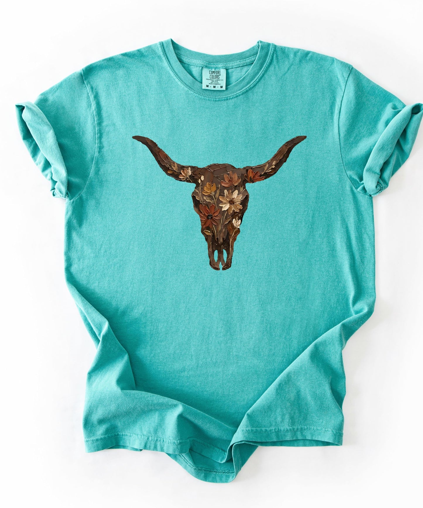 Western Longhorn Skull Graphic T-Shirt for Women - Casual Everyday Western Style Shirt