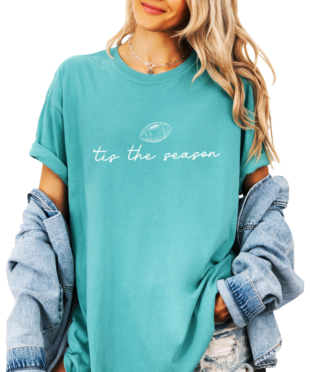 Tis the Season Fall Football Shirt for Women and Teens Trendy Funny Game Day Tee