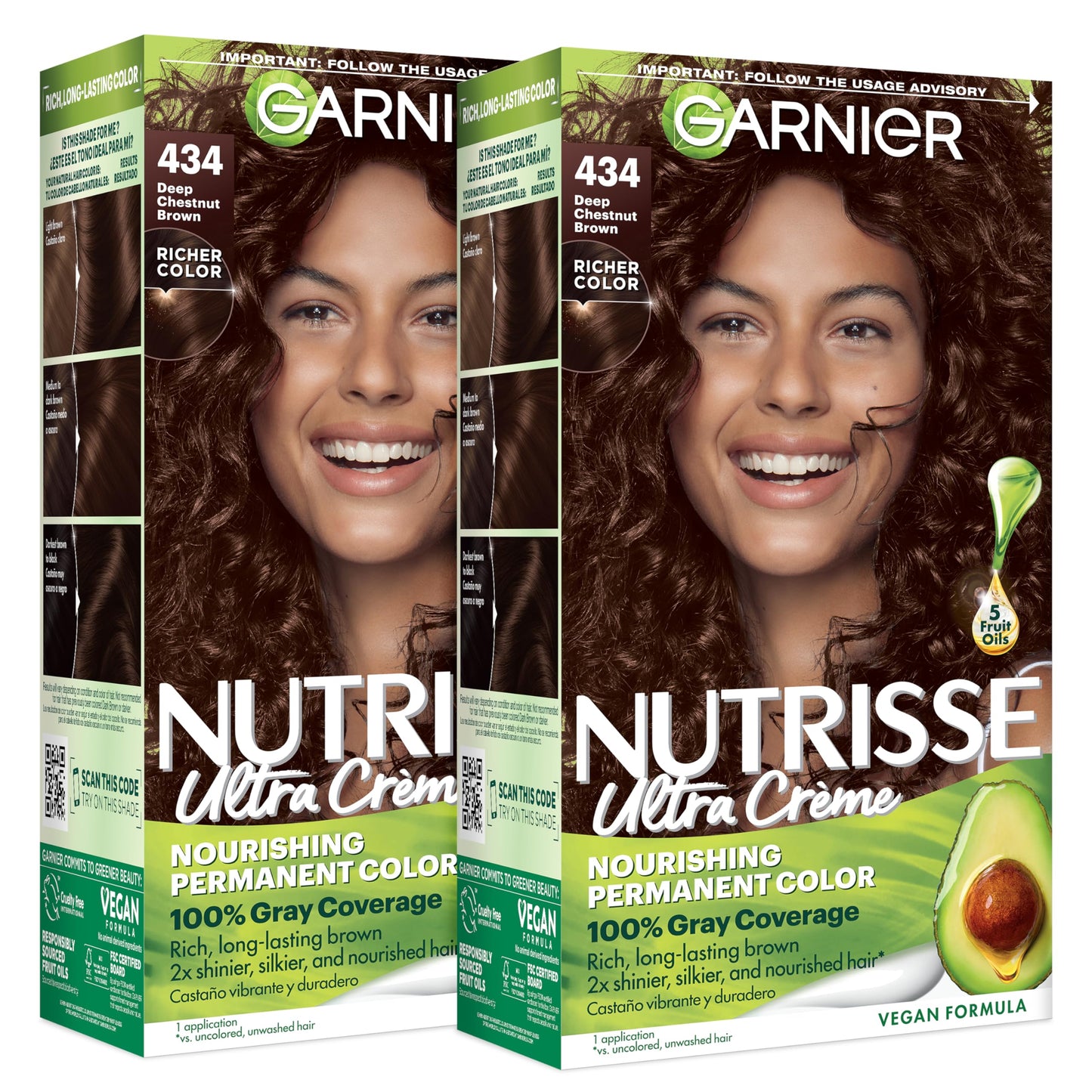 Garnier Nutrisse Ultra Crème Hair Color, Permanent Hair Dye with 100% Gray Coverage, Vegan & Cruelty-Free, 100 Extra-Light Natural Blonde (Chamomile), 2 Count