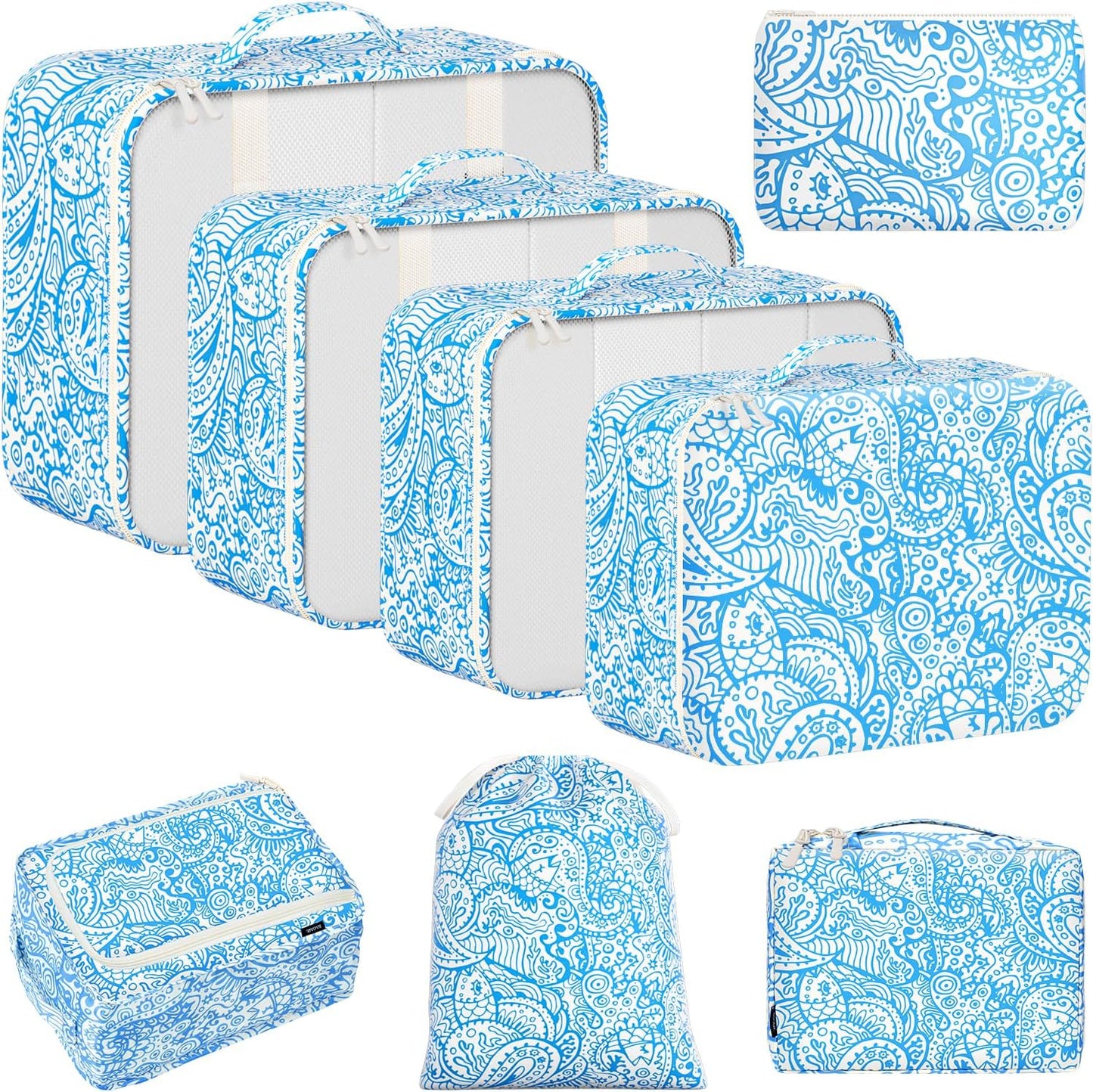 BAGAIL 8 Set Packing Cubes Luggage Packing Organizers for Travel Accessories-Aqua Color