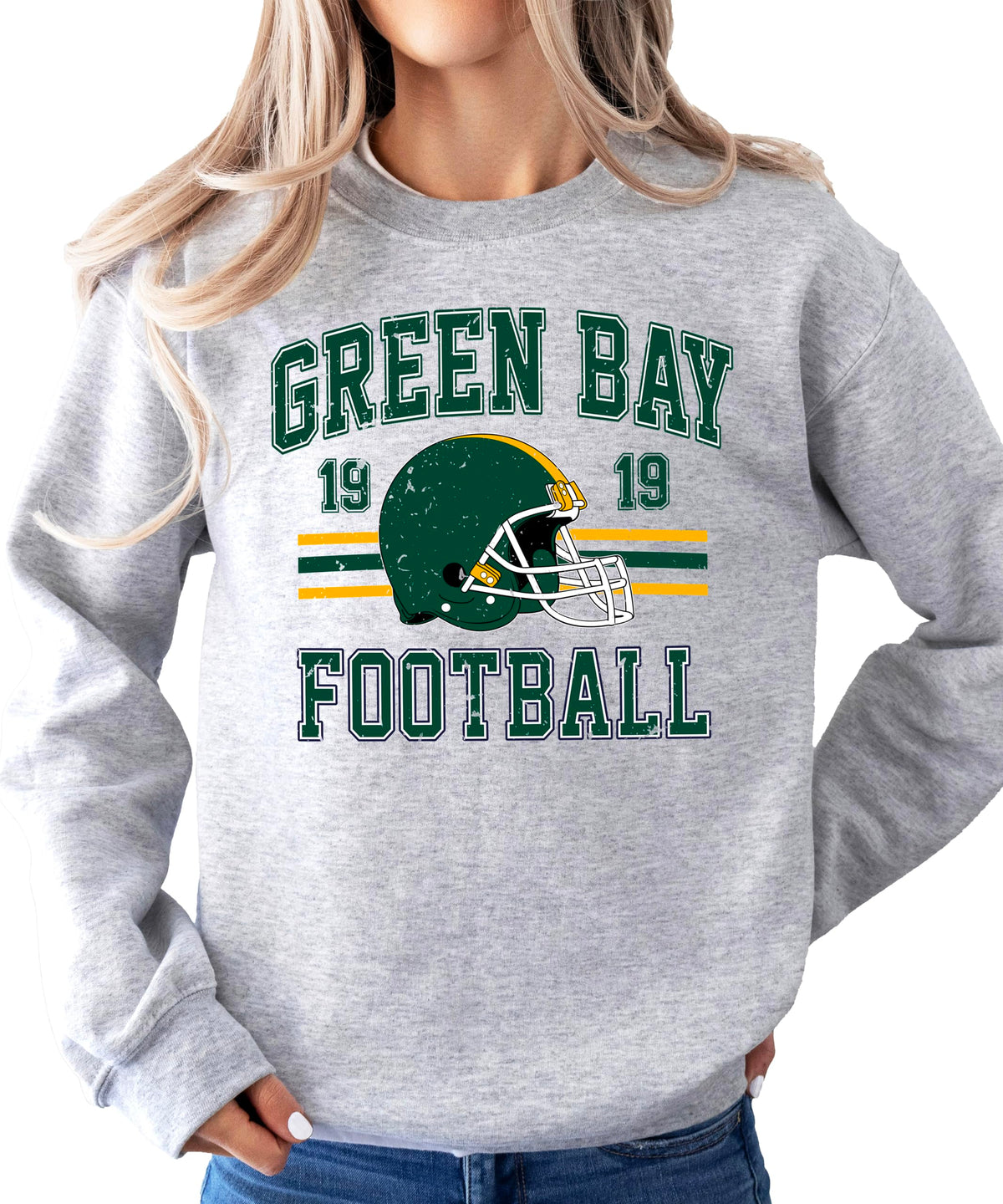 Olive Loves Apple Vintage Green Bay 1919 Football Sweatshirt for Men Women and Kids Distressed Game Day Pullover