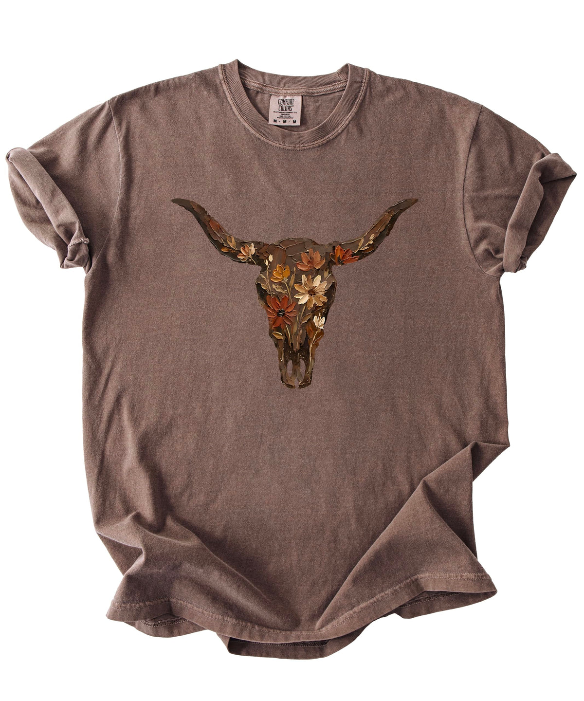 Western Longhorn Skull Graphic T-Shirt for Women - Casual Everyday Western Style Shirt