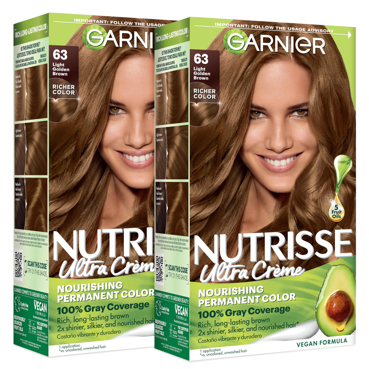 Garnier Nutrisse Ultra Crème Hair Color, Permanent Hair Dye with 100% Gray Coverage, Vegan & Cruelty-Free, 100 Extra-Light Natural Blonde (Chamomile), 2 Count