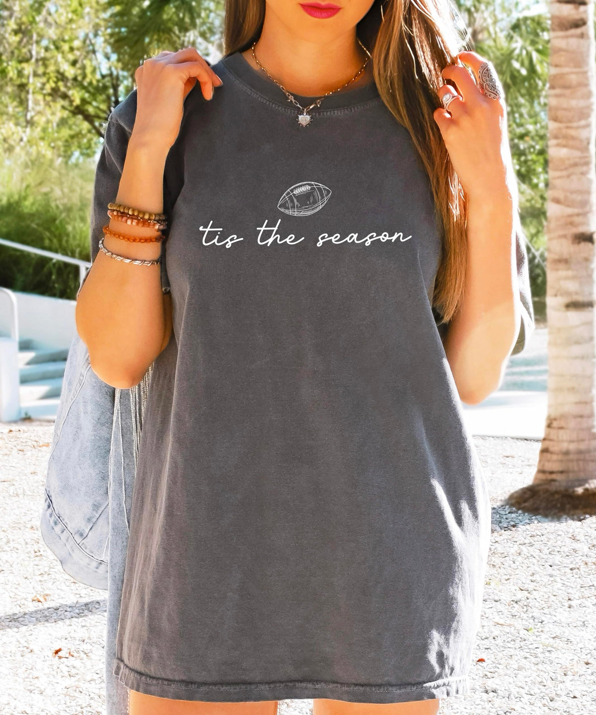 Tis the Season Fall Football Shirt for Women and Teens Trendy Funny Game Day Tee