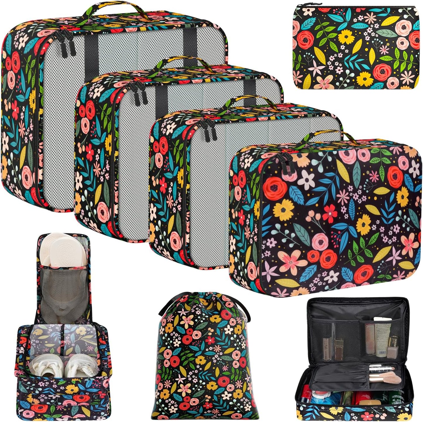 BAGAIL 8 Set Packing Cubes Luggage Packing Organizers for Travel Accessories-Aqua Color
