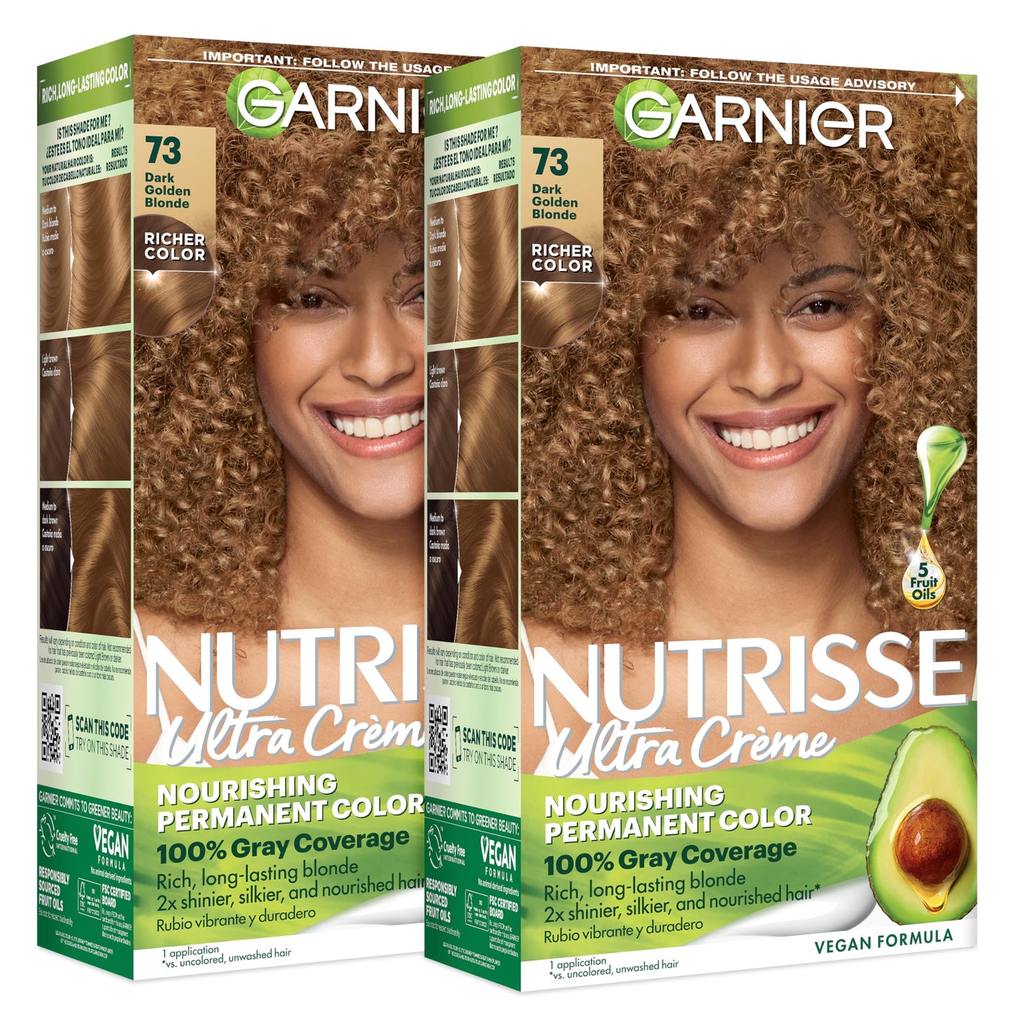 Garnier Nutrisse Ultra Crème Hair Color, Permanent Hair Dye with 100% Gray Coverage, Vegan & Cruelty-Free, 100 Extra-Light Natural Blonde (Chamomile), 2 Count