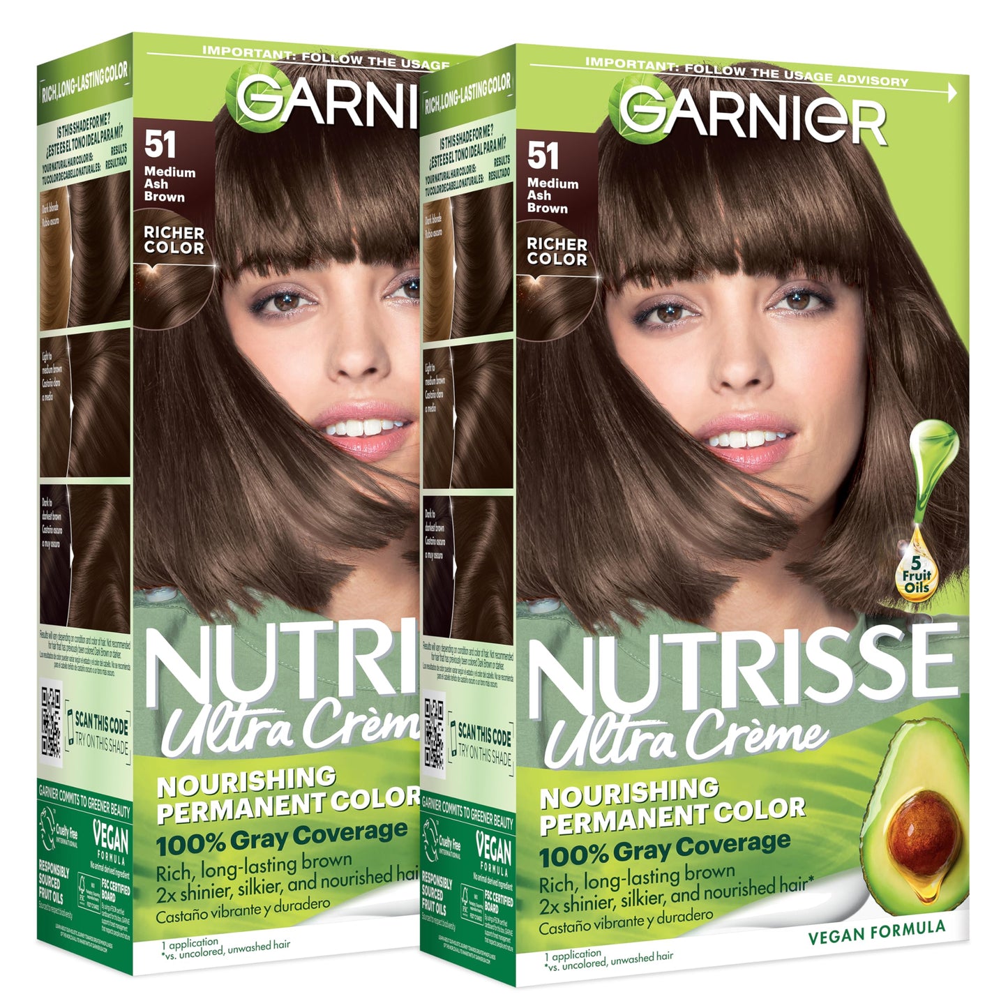 Garnier Nutrisse Ultra Crème Hair Color, Permanent Hair Dye with 100% Gray Coverage, Vegan & Cruelty-Free, 100 Extra-Light Natural Blonde (Chamomile), 2 Count