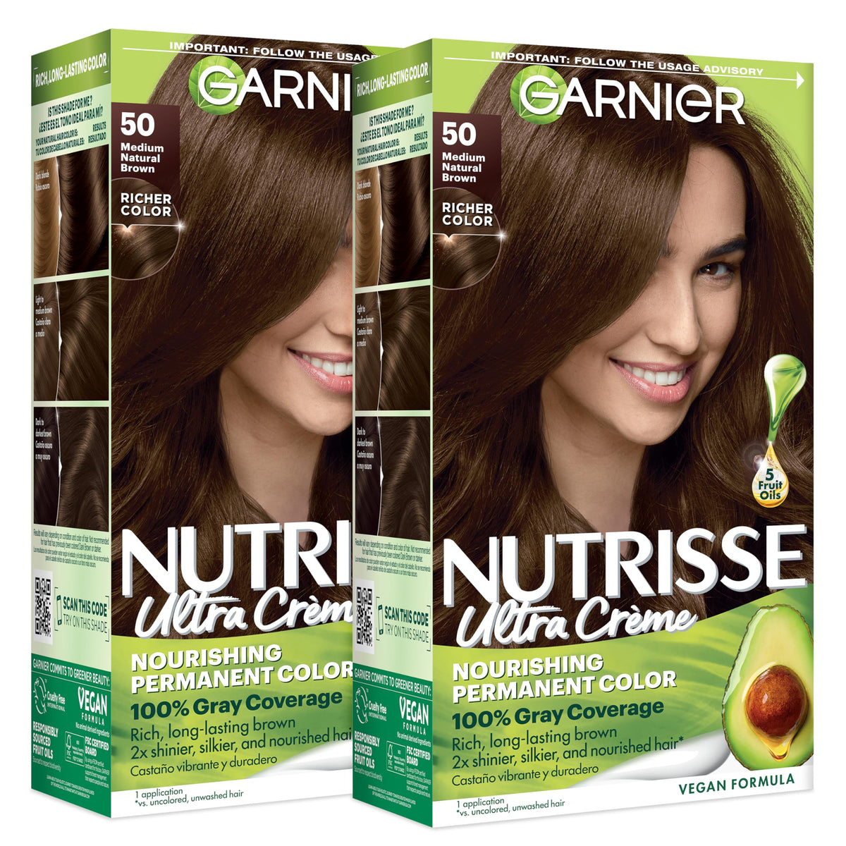 Garnier Nutrisse Ultra Crème Hair Color, Permanent Hair Dye with 100% Gray Coverage, Vegan & Cruelty-Free, 100 Extra-Light Natural Blonde (Chamomile), 2 Count