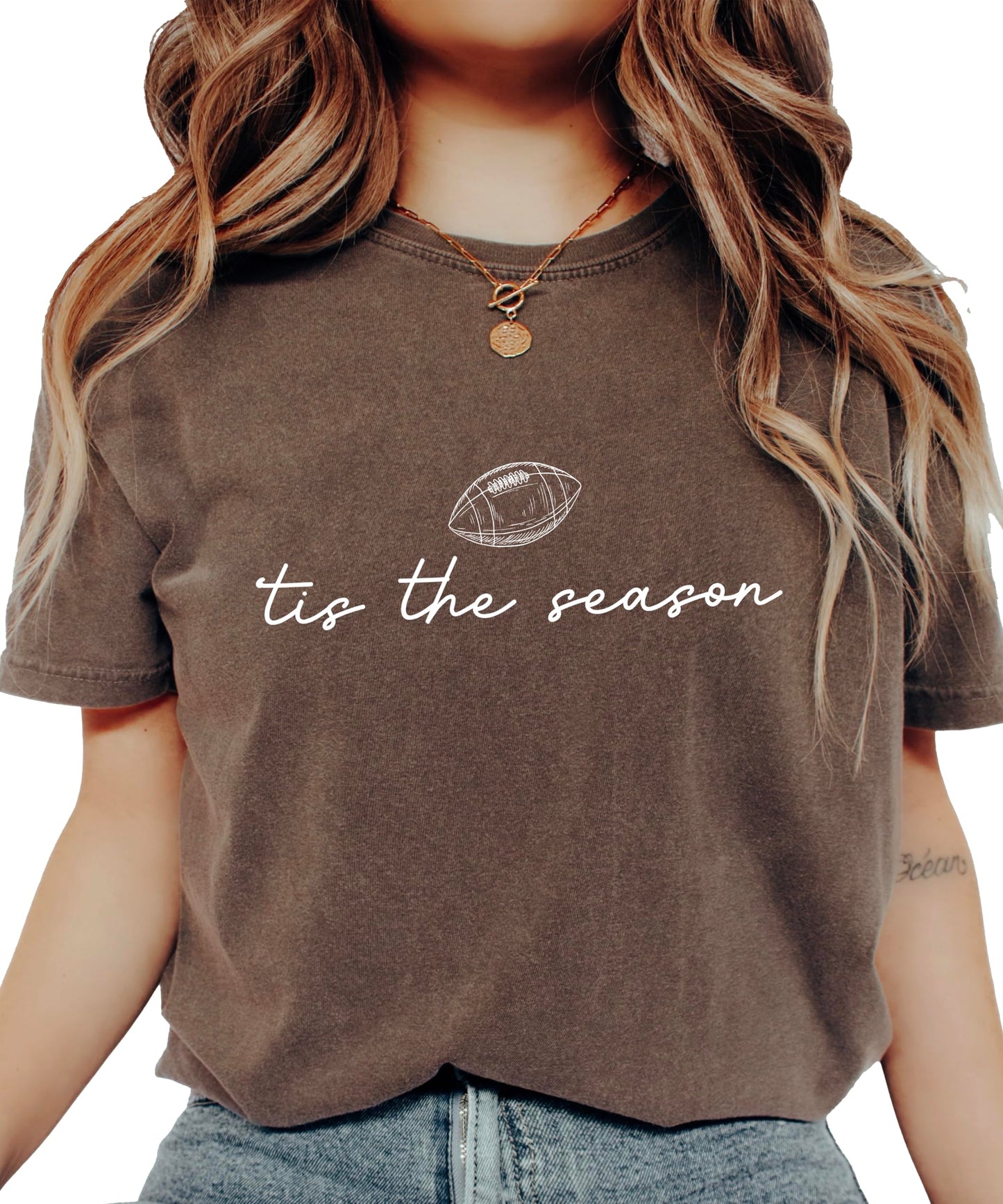 Tis the Season Fall Football Shirt for Women and Teens Trendy Funny Game Day Tee